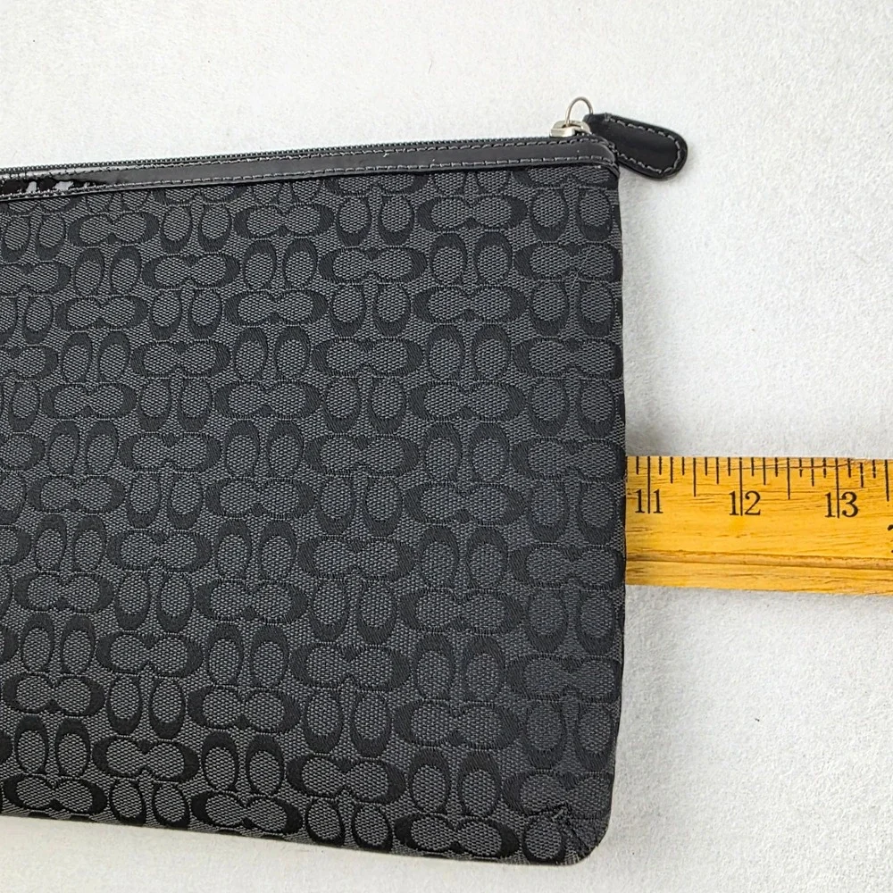 Coach Black Signature Jacquard Zip Portfolio Pouch Document Case Laptop Sleeve